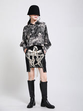 Women Printed Tie Dye Lapel Casual Shirt